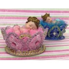 Prince Boy or Princess Girl Sleeping inside Crown Baby Shower Favor Decoration Cake Topper
